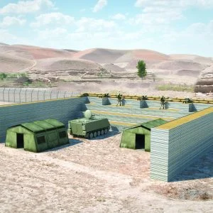 Defense Wall, a Security Product by Mifram: Universal fighting and protective post in the field can be assembled or dismantled in a matter of hours
