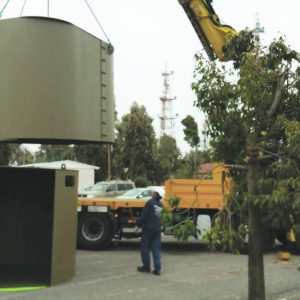 Merav, a Security Product by Mifram: Transporting and assembling in the field using a crane truck